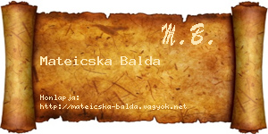 Mateicska Balda névjegykártya